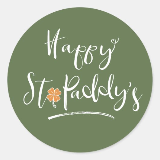 Happy St. Paddy's Orange Kleeblatt ID336 Runder Aufkleber (Vorderseite)