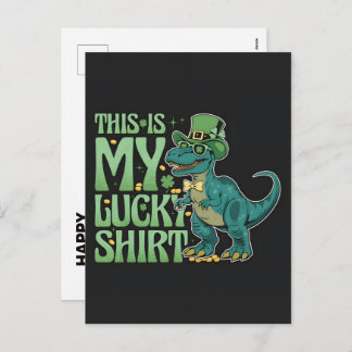 Happy St Pat-Rex Day Dinosaur Party Feiertagspostkarte