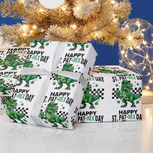 Happy St Pat-Rex Day Dinosaur Party Geschenkpapier (Feiertage)
