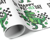 Happy St Pat-Rex Day Dinosaur Party Geschenkpapier (Rolleneckpunkt)