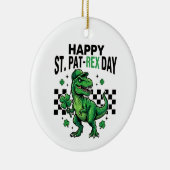 Happy St Pat-Rex Day Dinosaur Party Keramik Ornament (Rechts)