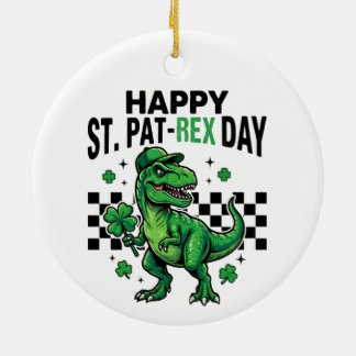 Happy St Pat-Rex Day Dinosaur Party Keramik Ornament