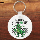 Happy St Pat-Rex Day Dinosaur Party Schlüsselanhänger (Rückseite)