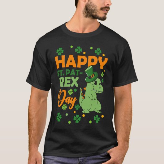 Happy St Pat Rex Day Dinosaur St Patrick's Day Vib T-Shirt (Vorderseite)