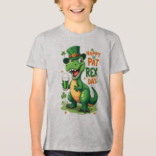 Happy St. Pat-Rex Day - Funny St. Patrick’s T-Rex Tri-Blend Shirt