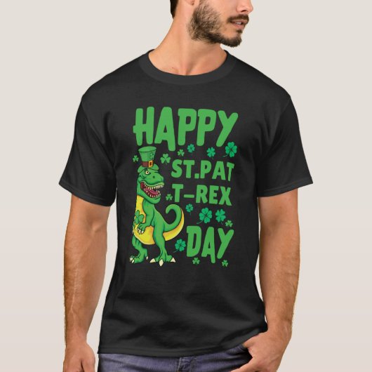 Happy St Pat Rex Day Kids St Patricks Day Dinosaur T-Shirt (Vorderseite)