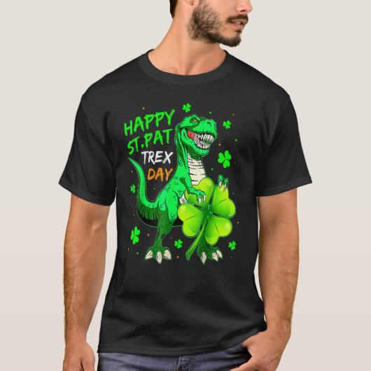 Happy St Pat Rex Dinosaur Lucky Kleeblatt Irish Pa T-Shirt (Vorderseite)