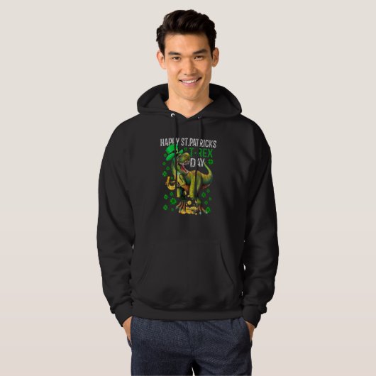 Happy St PaT Rex Dinosaur Saint Patrick's Day Boys Hoodie (Vorne ganz)
