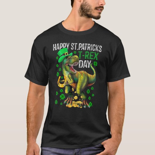 Happy St PaT Rex Dinosaur Saint Patrick's Day Boys T-Shirt (Vorderseite)