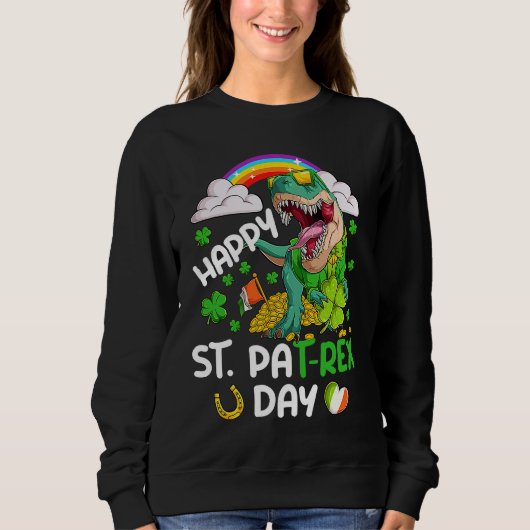 Happy St PaT Rex Dinosaur Trex Dino Saint Patrick' Sweatshirt (Vorderseite)