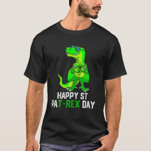 Happy St Pat Rex Patrick's Day Funny Dinosaur Boys T-Shirt