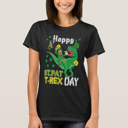 Happy St Pat Rex Saint Patrick's Day Leprechaun Di T-Shirt (Vorderseite)