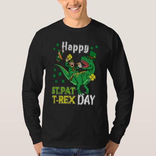 Happy St Pat Rex Saint Patrick's Day Leprechaun Di T-Shirt (Vorderseite)