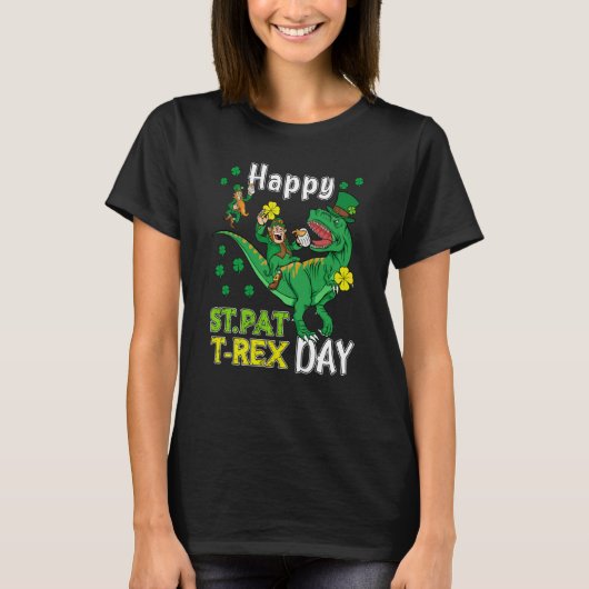 Happy St Pat Rex Saint Patrick's Day Leprechaun Di T-Shirt (Vorderseite)