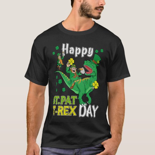 Happy St Pat Rex Saint Patrick's Day Leprechaun Di T-Shirt (Vorderseite)