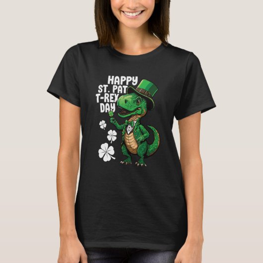 Happy St Pat Rex St Patricks Day Dinosaur Leprecha T-Shirt (Vorderseite)