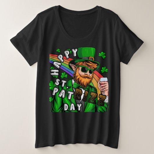 Happy St. Pat Rizz Day Große Größe T-Shirt (Design vorne)