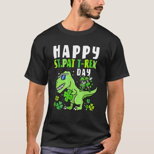 Happy St Pat T Rex Dabbing Shamrock St Patrick's D T-Shirt (Vorderseite)
