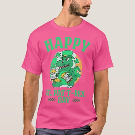 Happy St. Pat T-Rex Day Funny St. Patrick's T-Shirt (Vorderseite)