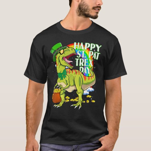 Happy St Pat T-rex Day Green Lucky Shamrock St Pat T-Shirt (Vorderseite)