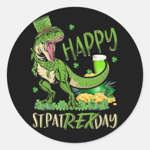 Happy St. Pat T-Rex Day St. Patrick Day Runder Aufkleber