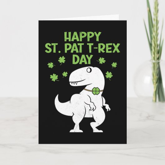 Happy St. Pat T-Rex Patrick's Day Funny Dinosaur Karte (Vorderseite)