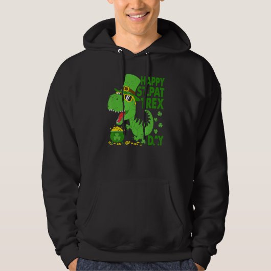 Happy St Pat T Rex Saint Patrick's Day Dinosaur Bo Hoodie (Vorderseite)