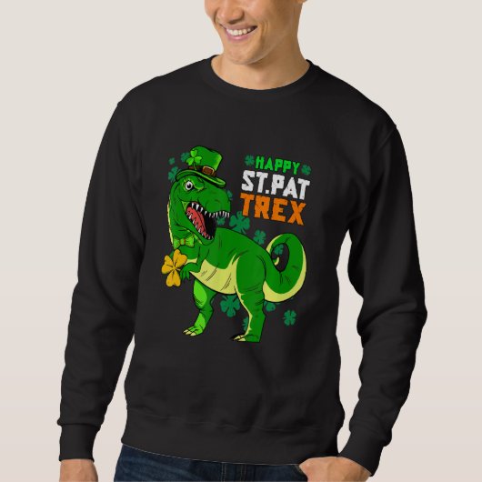 Happy St Pat T Rex Saint Patrick's Day Dinosaur Bo Sweatshirt (Vorderseite)