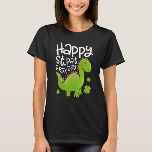 Happy St Pat T Rex Saint Patrick's Day Dinosaur Bo T-Shirt (Vorderseite)