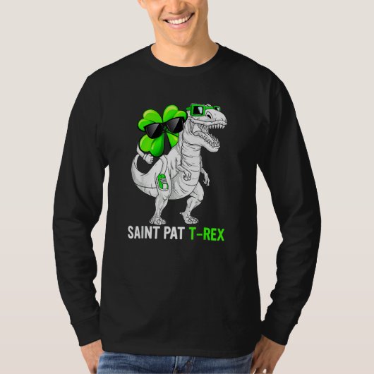 Happy St Pat T Rex Saint Patrick's Day Dinosaur Bo T-Shirt (Vorderseite)