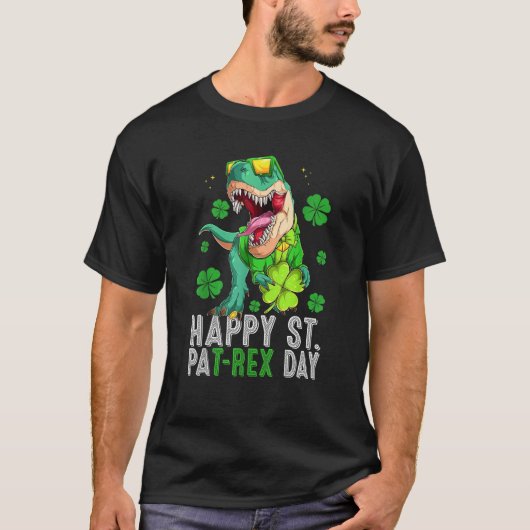 Happy St Pat T-Rex Saint Patrick's Day Dinosaur Bo T-Shirt (Vorderseite)