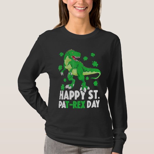 Happy St Pat T Rex Saint Patrick's Day Dinosaur Bo T-Shirt (Vorderseite)