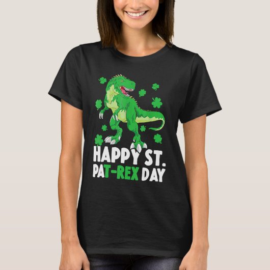 Happy St Pat T Rex Saint Patrick's Day Dinosaur Bo T-Shirt (Vorderseite)
