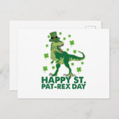 Happy St Pat T-Rex Saint Patrick's Day Dinosaur Postkarte (Vorne/Hinten)