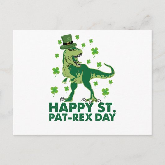 Happy St Pat T-Rex Saint Patrick's Day Dinosaur Postkarte (Vorderseite)