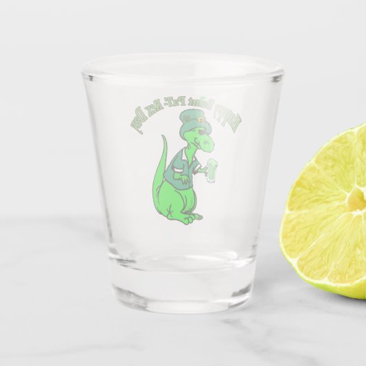 Happy St Pat T-Rex Saint Patrick's Day Dinosaur Schnapsglas (Rückseite)