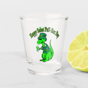 Happy St Pat T-Rex Saint Patrick's Day Dinosaur Schnapsglas