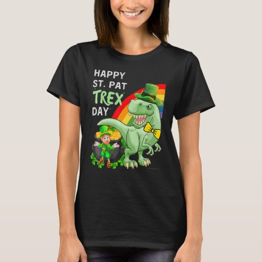 Happy St Pat T Rex Saint Patrick's Day Dinosaur T-Shirt (Vorderseite)