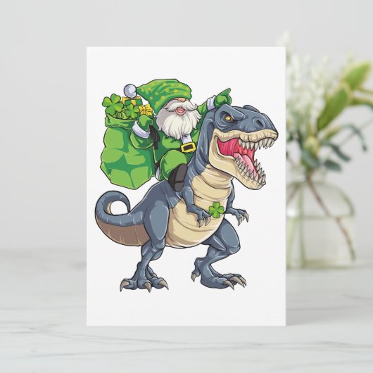 Happy St Pat T Rex Saint Patrick's Day Leprechaun Dankeskarte (Stehend Vorderseite)