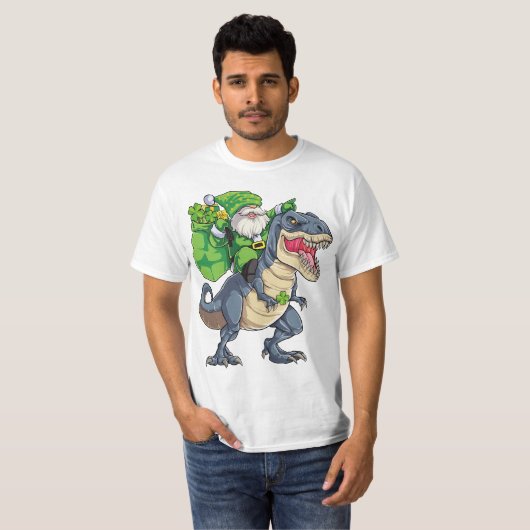 Happy St Pat T Rex Saint Patrick's Day Leprechaun T-Shirt (Vorne ganz)