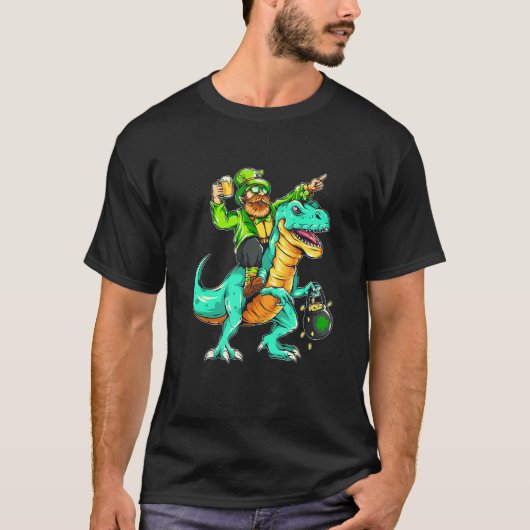 Happy St Pat T Rex Saint Patrick's Day Leprechaun T-Shirt (Vorderseite)
