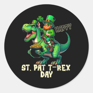 Happy St. Pat Trex Day Dinosaur Kleinkind Boys St Runder Aufkleber