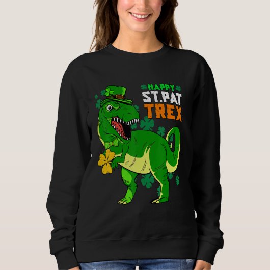 Happy St Pat Trex Day Saint Patrick Dinosaur Boys Sweatshirt (Vorderseite)