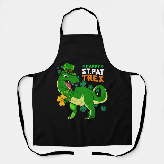 Happy St Pat Trex Day Saint Patricks Dinosaur Schürze (Vorderseite)