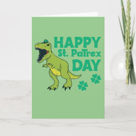 Happy St. Patrex Day Trex St. Patricks Pun Card Karte (Vorderseite)