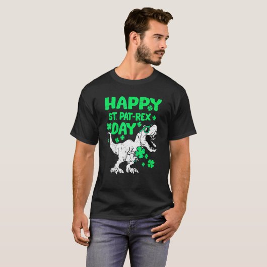 Happy St PaTRex Dinosaur Saint Patrick's Day Boys  T-Shirt (Vorne ganz)