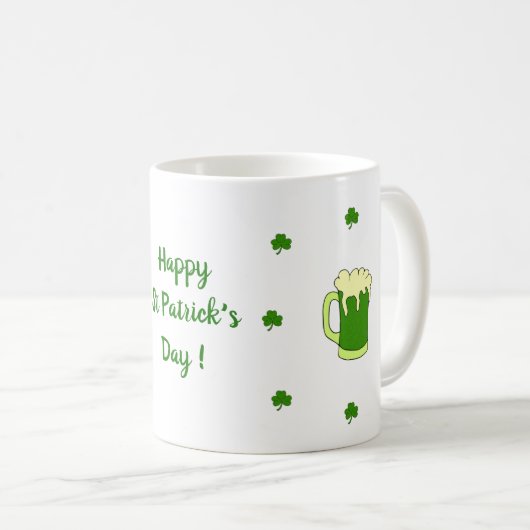 Happy St Patri Minimalistische Niedliche Kaffee Ta Kaffeetasse (VorderseiteRechts)