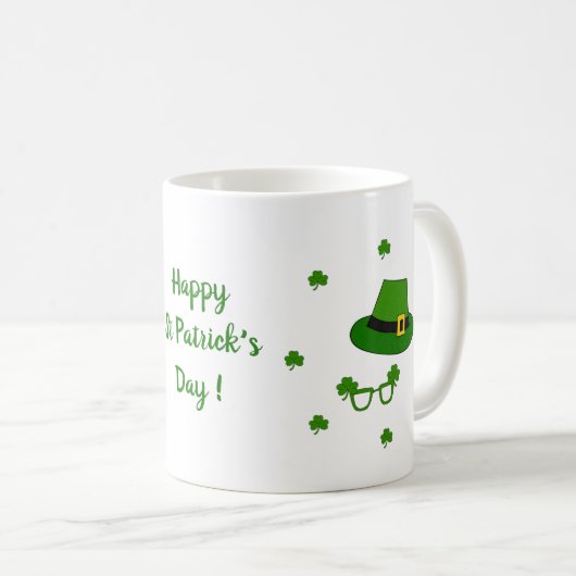 Happy St Patri Minimalistische Niedliche Kaffee Ta Kaffeetasse (VorderseiteRechts)