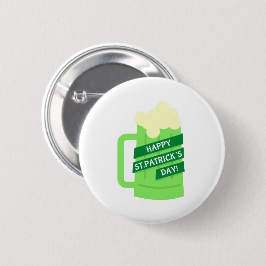 Happy-st-Patrick-Bier Button (Vorne & Hinten)
