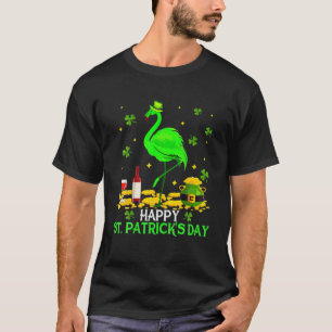 Happy St Patrick Day Cool Flamingo Weinkultur und  T-Shirt
